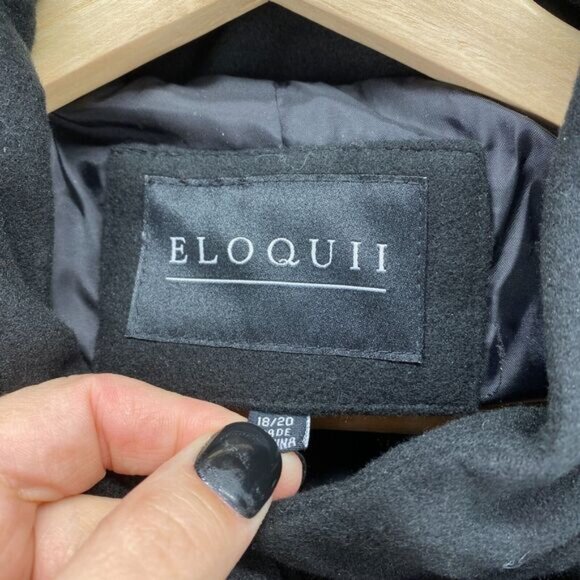 New Eloquii Jacket Women 18/20 Plus Black Crew Neck Long Sleeve Lined Button - Picture 5 of 11